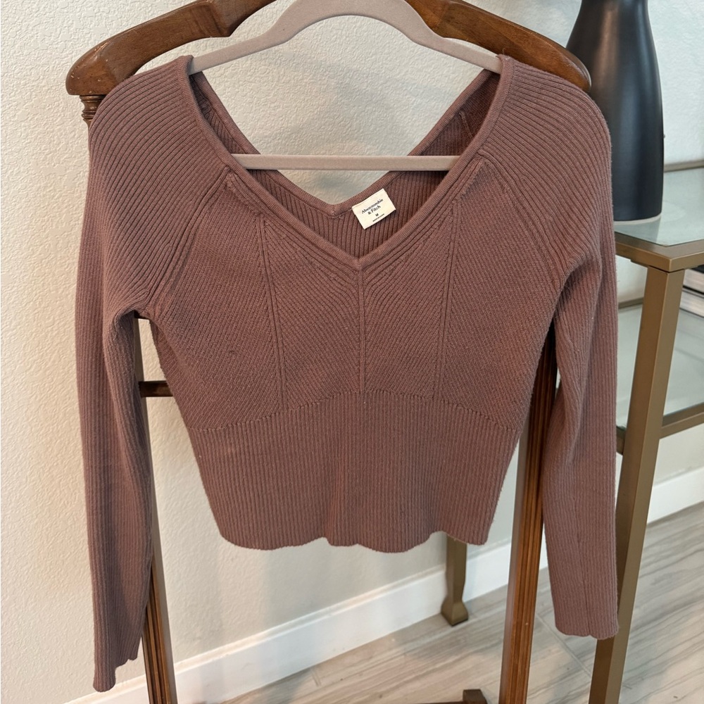 Abercrombie & Fitch Brown V-Neck Sweater